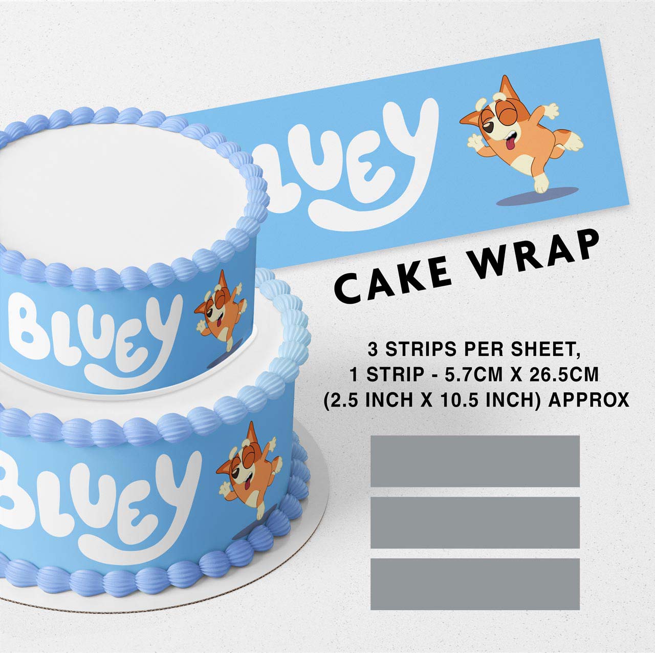Blue Paws Kids Bingo Edible Icing Printed Cake Wrap Strips Topper Ribbon Border image 0