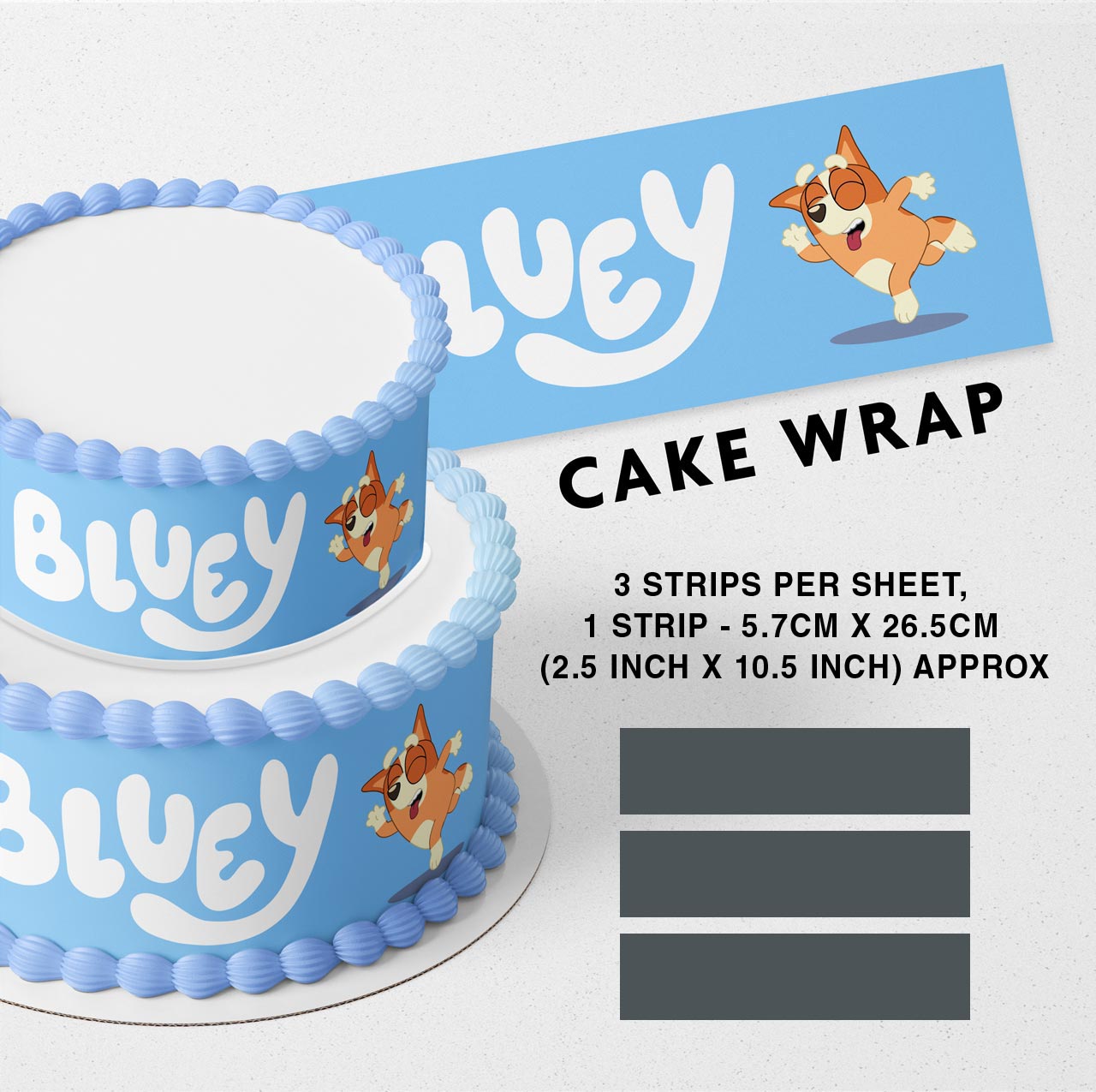 Blue Puppies Bingo Strips Edible Icing Printed Cake Wrap Strips Topper Ribbon Border image 0