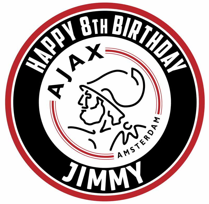 AFC Ajax Round – Icing Sheet Birthday - Personalized Edible Cake Topper | Custom Icing Sheet | Birthday Cake Decoration | Photo Cake Image