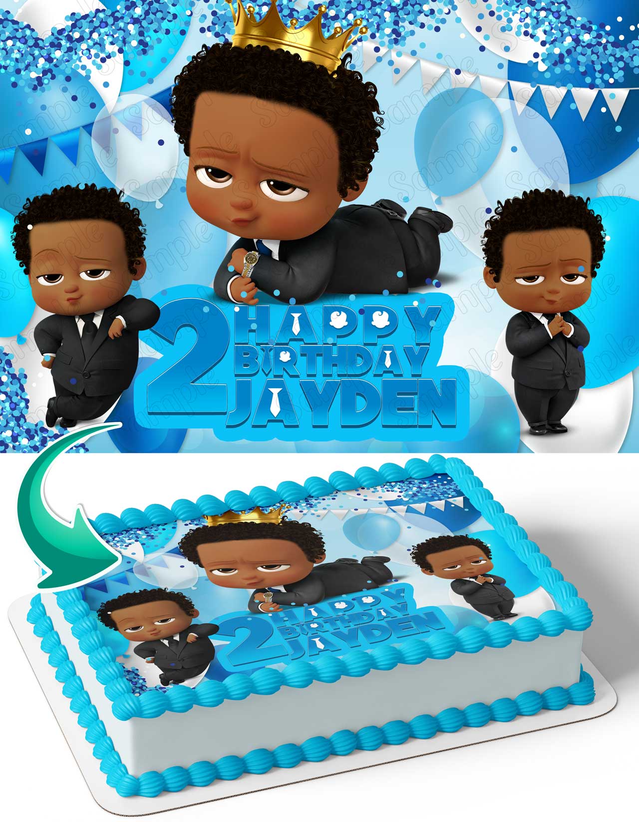 African American Kids Baby AFB Edible Cake Topper