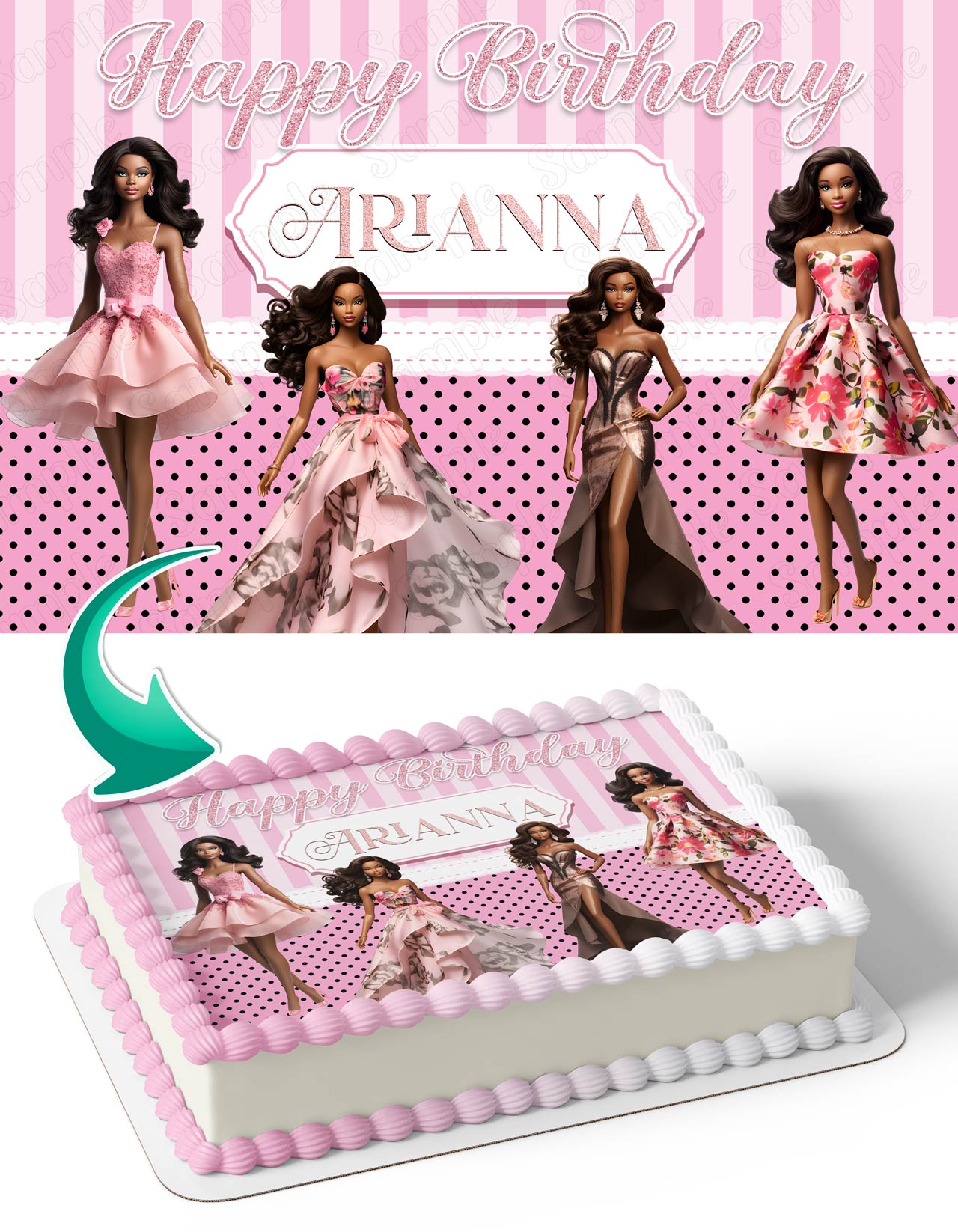 Afro American Dolls Princess Black Girls Queen Edible Cake Topper