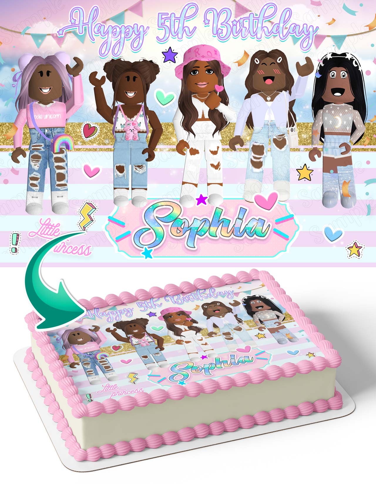 Afro American Roblox Black Girls Edible Cake Topper