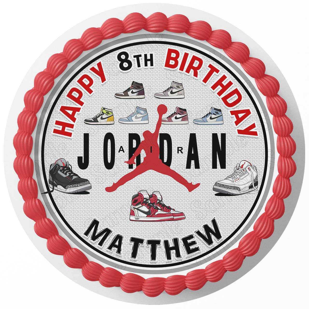 Air Fly Sneakers CGH Round – Icing Sheet Birthday - Personalized Edible Cake Topper | Custom Icing Sheet | Birthday Cake Decoration