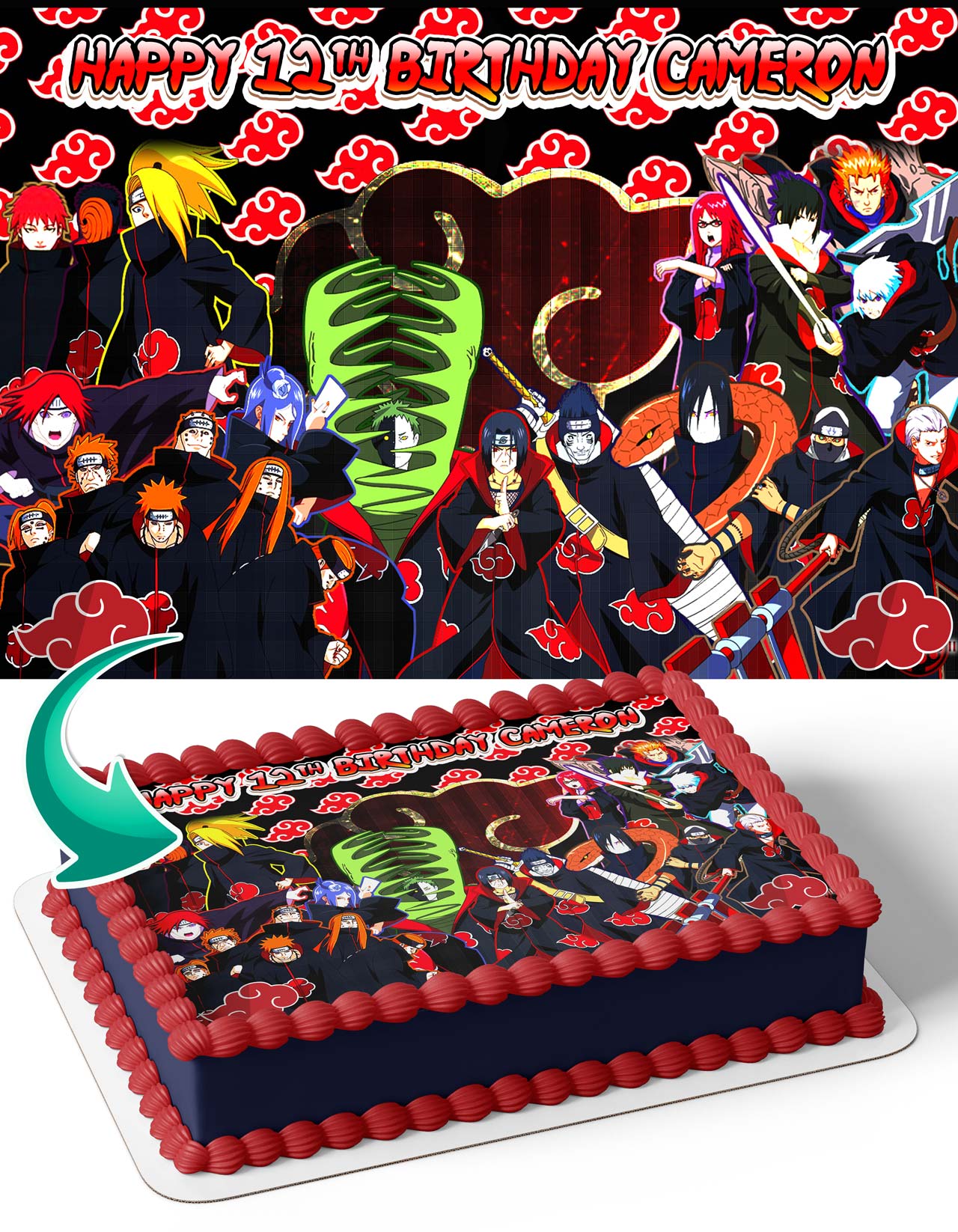 Akatsuki Naruto Edible Cake Topper