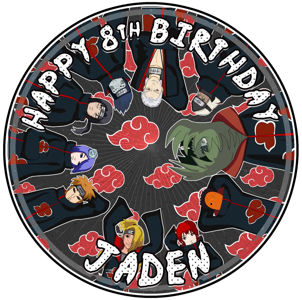 Akatsuki Naruto Round – Icing Sheet Birthday - Personalized Edible Cake Topper | Custom Icing Sheet | Birthday Cake Decoration | Photo Cake Image