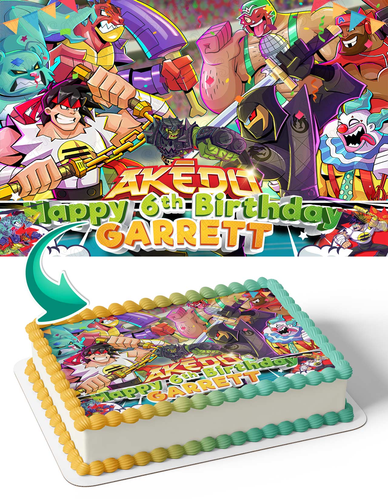 Akedo Ultimate Arcade Warriors Edible Cake Topper