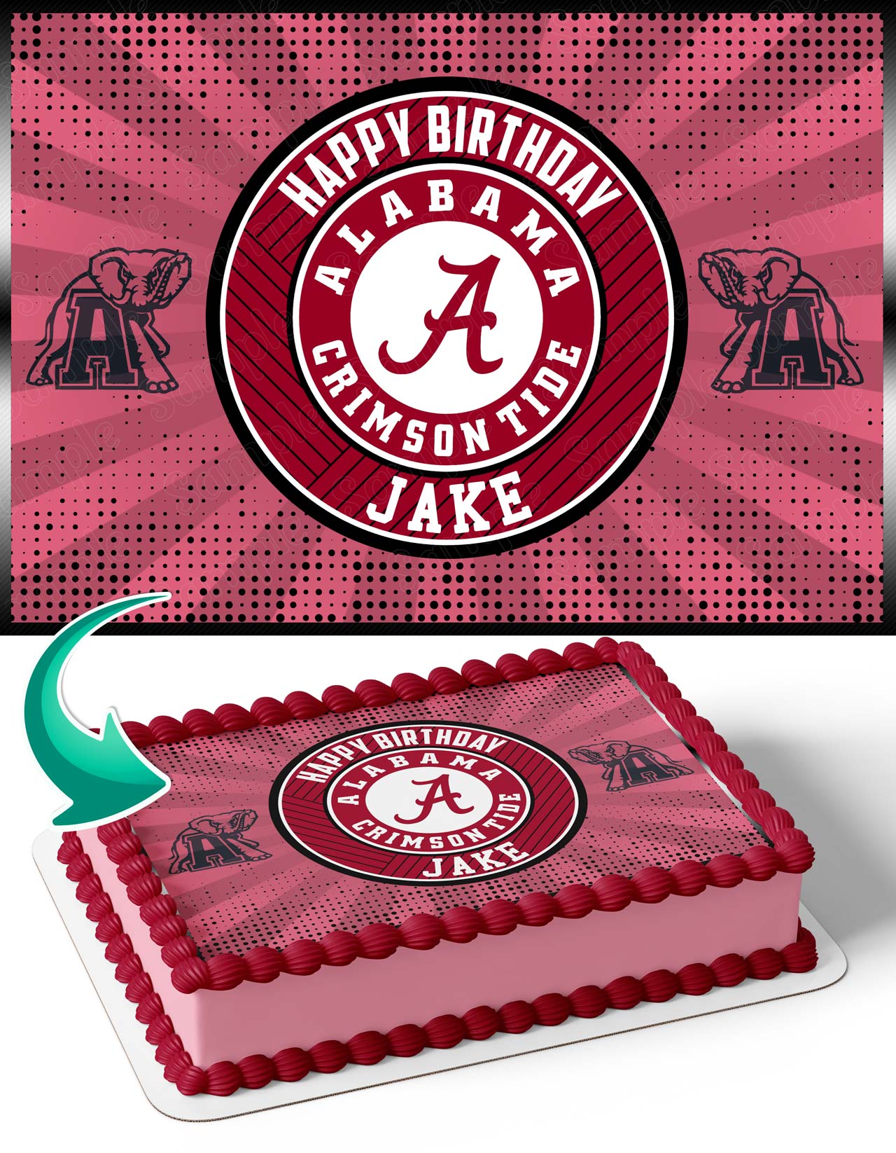 Alabama Crimson Tide A Edible Cake Topper