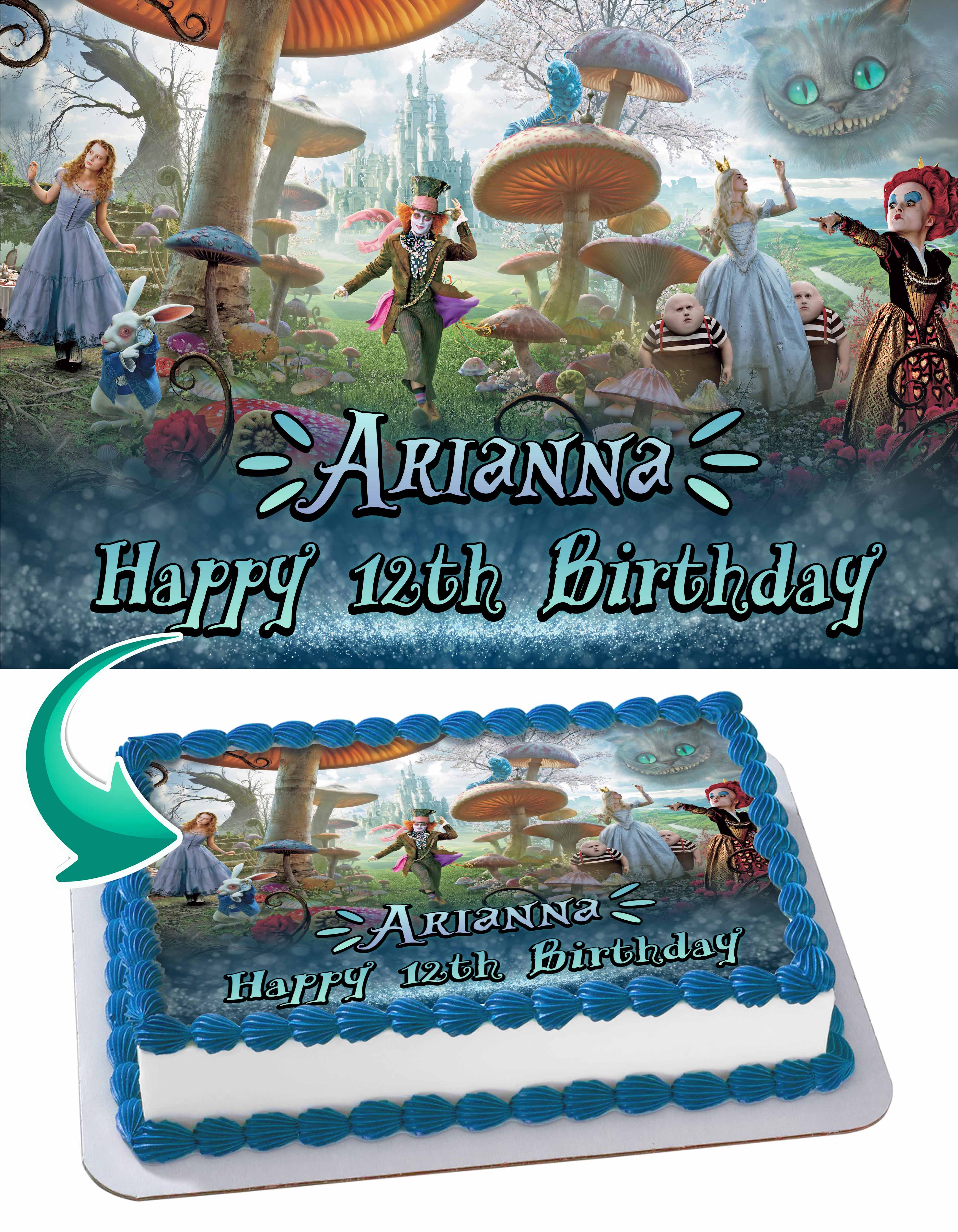 Alice in Wonderland ALW Edible Cake Topper