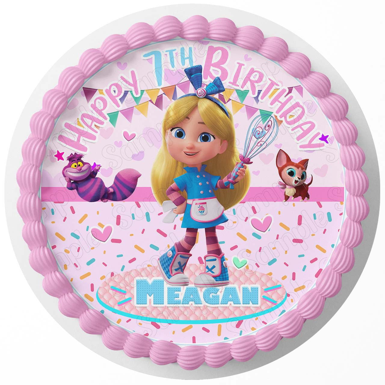 Alices Wonderland Bakery Round – Icing Sheet Birthday - Personalized Edible Cake Topper | Custom Icing Sheet | Birthday Cake Decoration