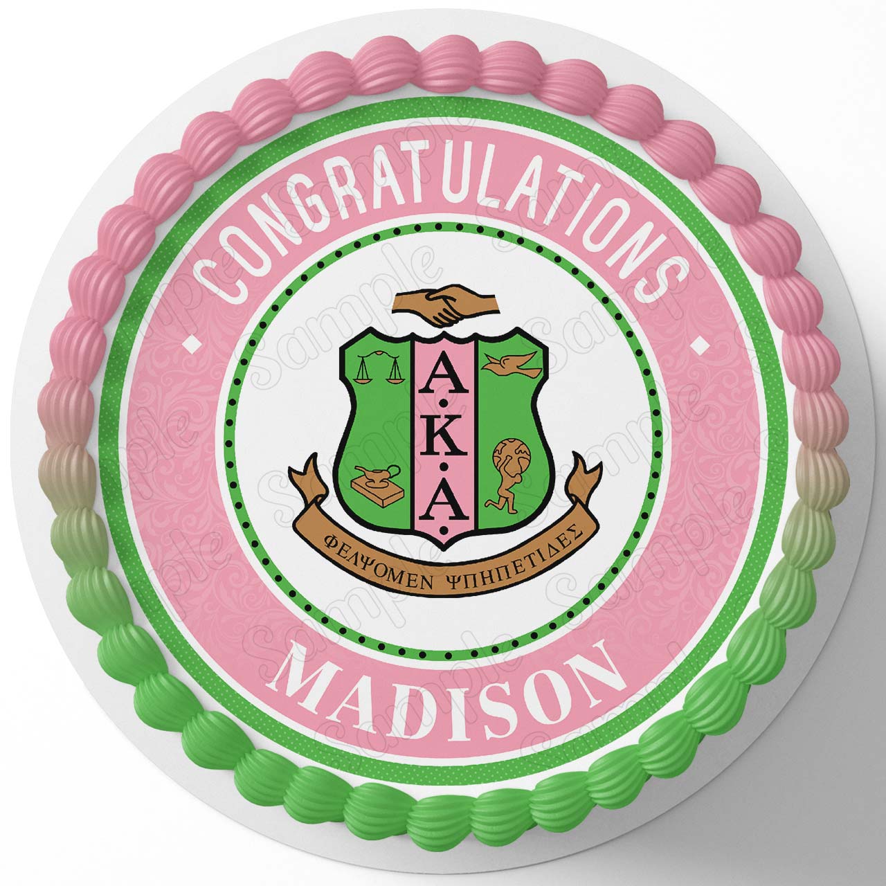 Alpha Kappa Alpha Round – Icing Sheet Birthday - Personalized Edible Cake Topper | Custom Icing Sheet | Birthday Cake Decoration | Photo Cake Image