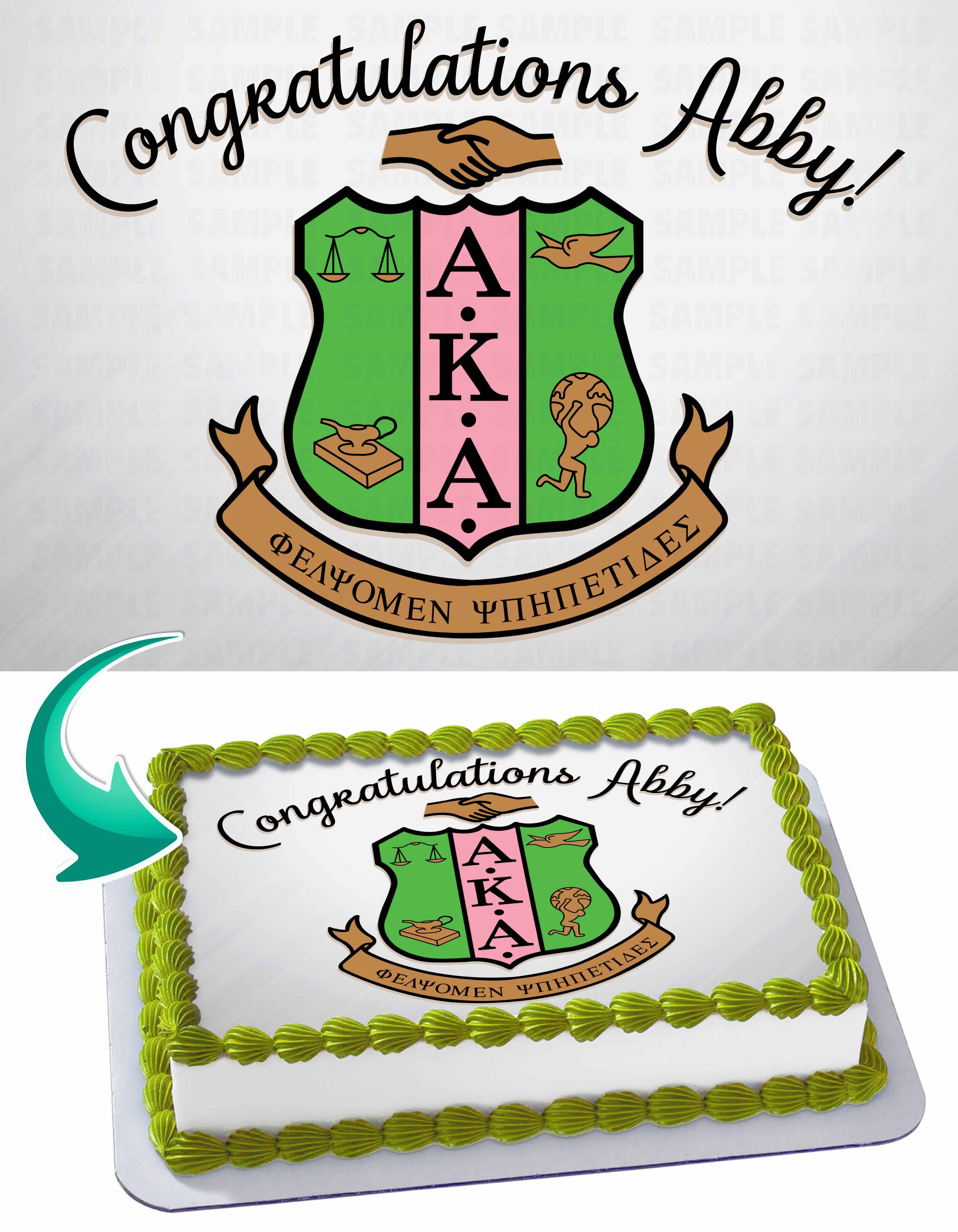 Alpha Kappa Alpha Sorority Edible Cake Topper