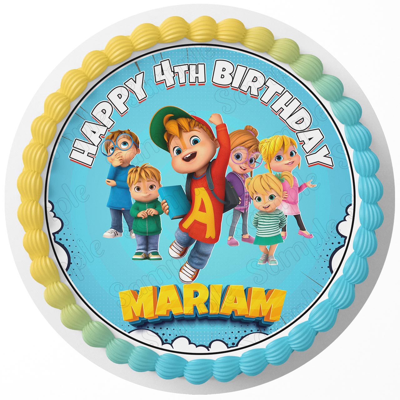 Alvinnn And the Chipmunks Round – Icing Sheet Birthday - Personalized Edible Cake Topper | Custom Icing Sheet | Birthday Cake Decoration