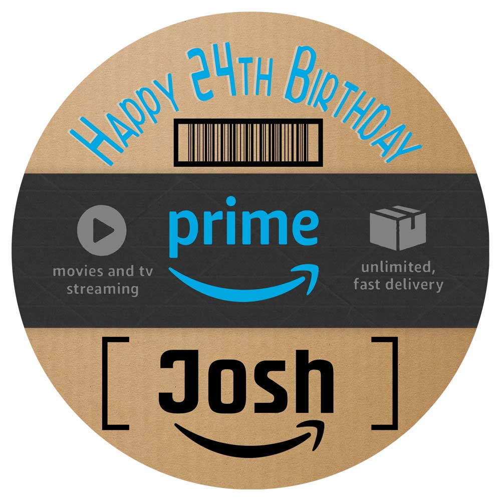 Amazon Prime Round – Icing Sheet Birthday - Personalized Edible Cake Topper | Custom Icing Sheet | Birthday Cake Decoration | Photo Cake Image
