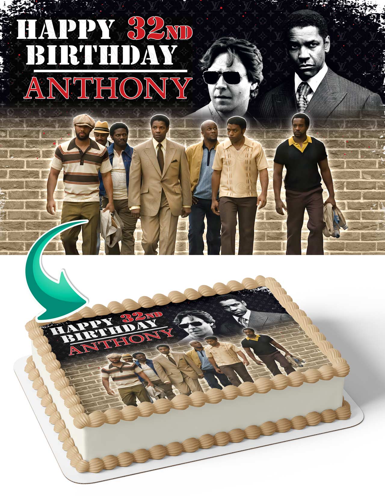 American Gangster Denzel Washington Edible Cake Topper