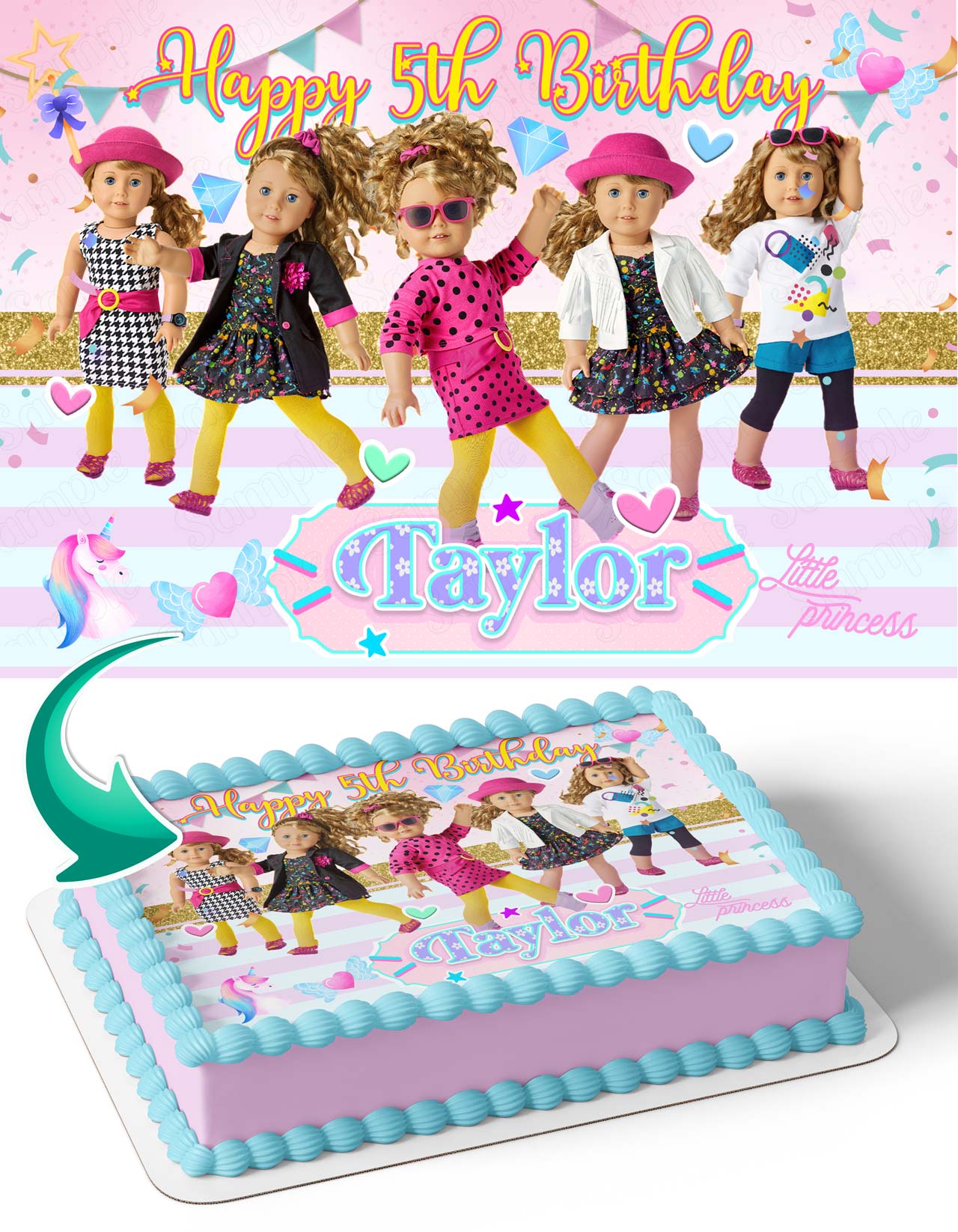 American Girl Doll Edible Cake Topper