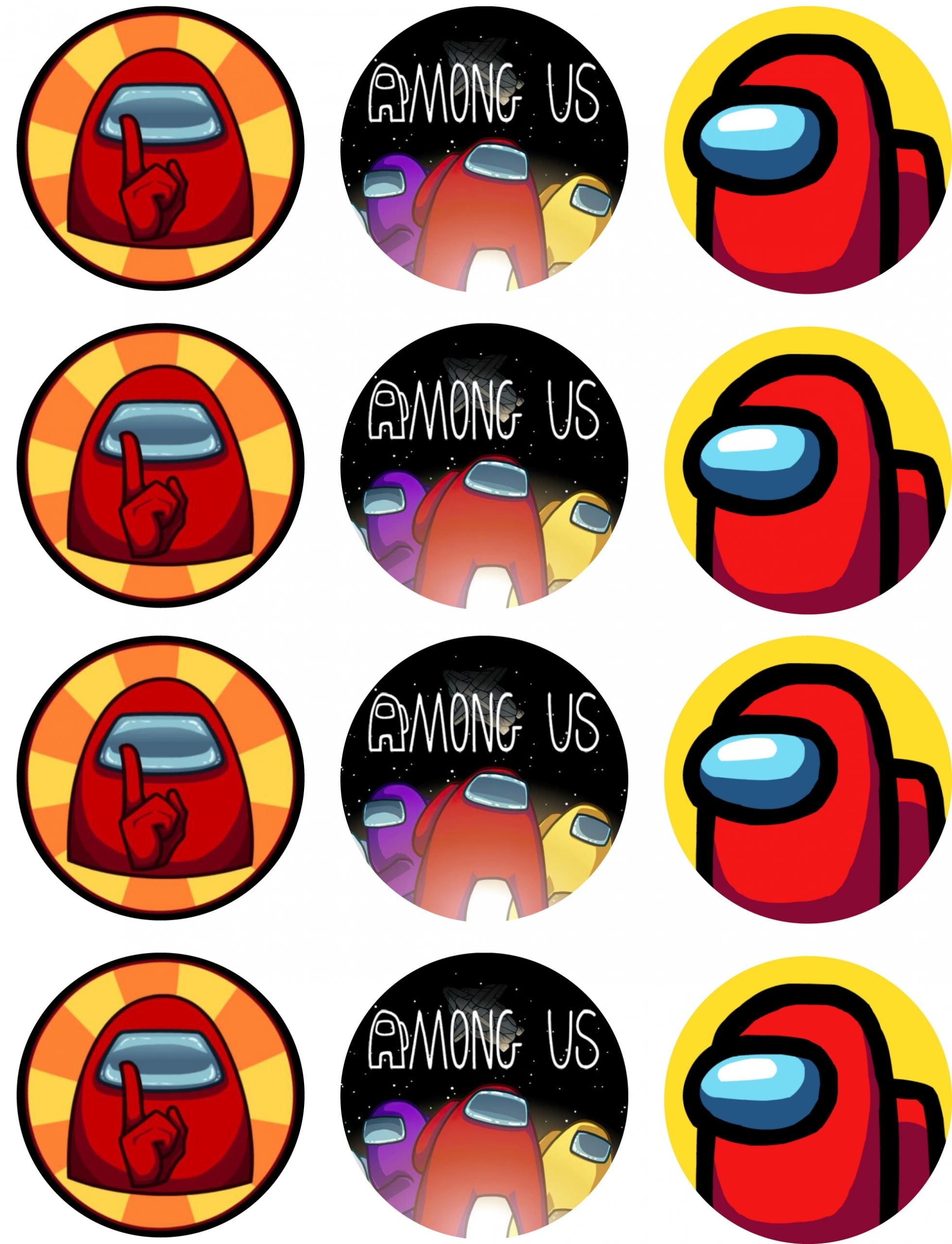 Among Us Gamers Kids Edible Cupcake Toppers – Round Icing Sheet B - Edible Cake Topper | Icing Sheet | Birthday Cake Decoration