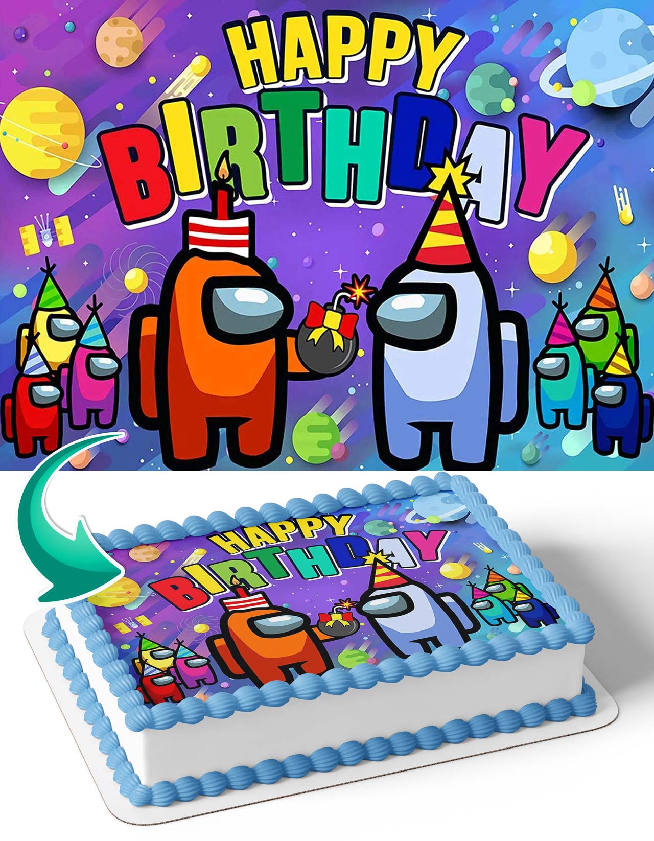 Among Us Birthday Party Edible Cake Topper