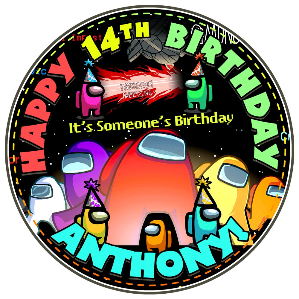 Among Us Kids Gamers Us Round – Icing Sheet Birthday - Personalized Edible Cake Topper | Custom Icing Sheet | Birthday Cake Decoration