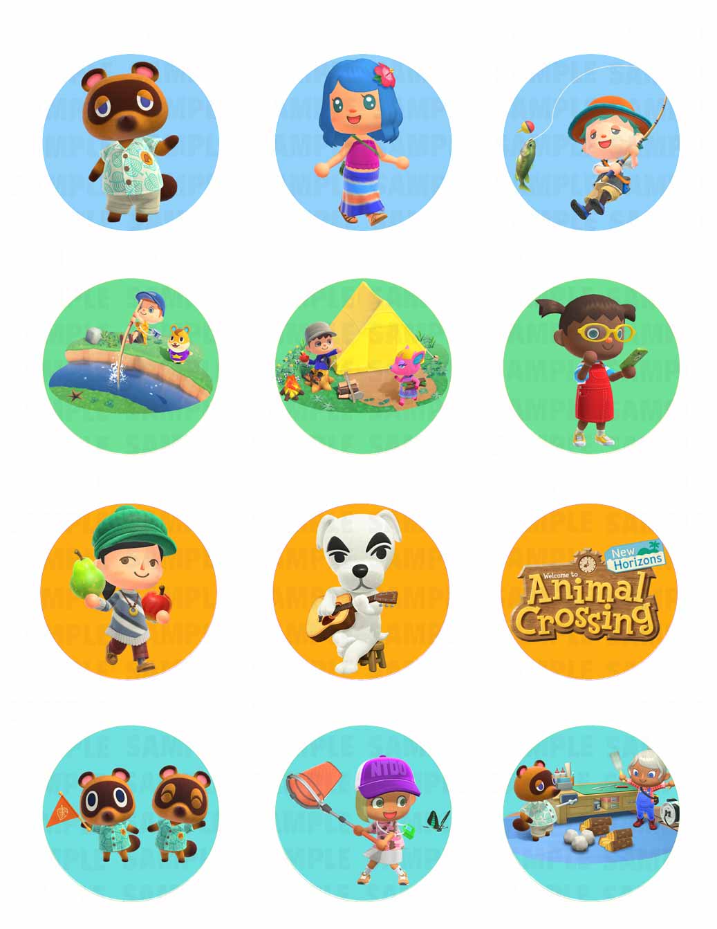 Animal Crossing Edible Cupcake Toppers – Round Icing Sheet Birthd - Edible Cake Topper | Icing Sheet | Birthday Cake Decoration