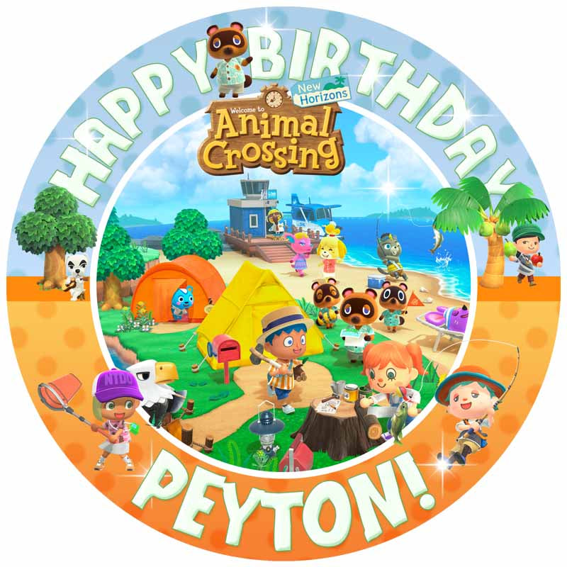 Animal Crossing Round – Icing Sheet Birthday - Personalized Edible Cake Topper | Custom Icing Sheet | Birthday Cake Decoration | Photo Cake Image