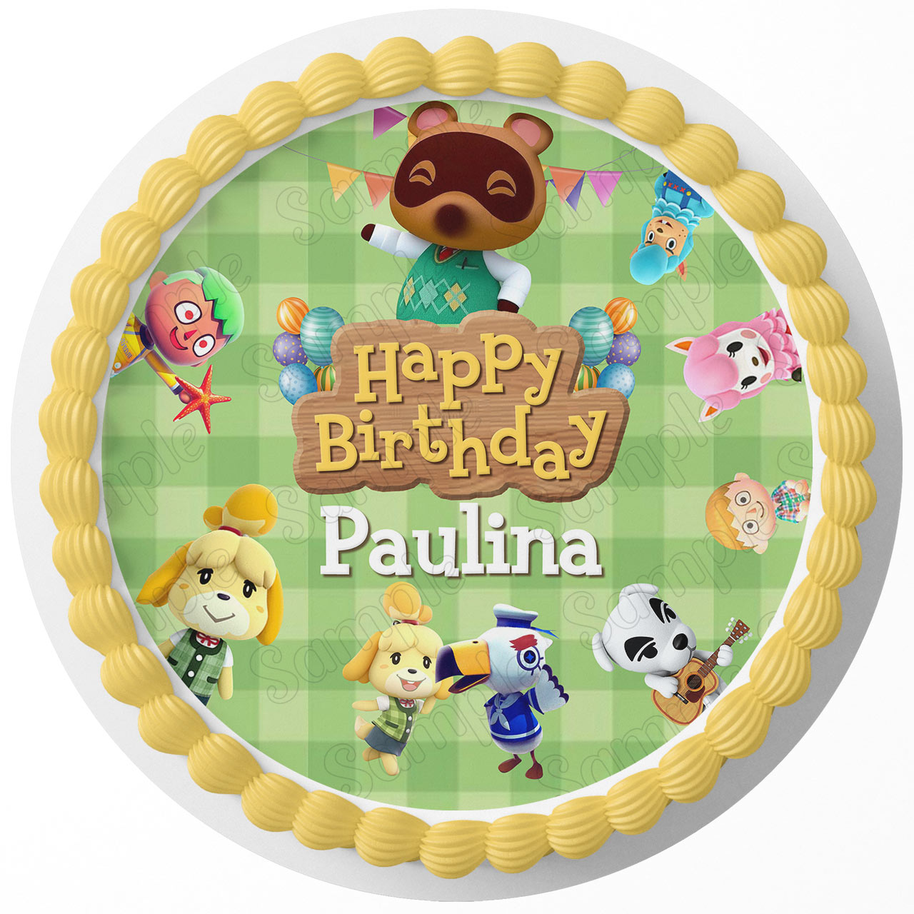 Animal Crossing NSQ Round – Icing Sheet Birthday - Personalized Edible Cake Topper | Custom Icing Sheet | Birthday Cake Decoration
