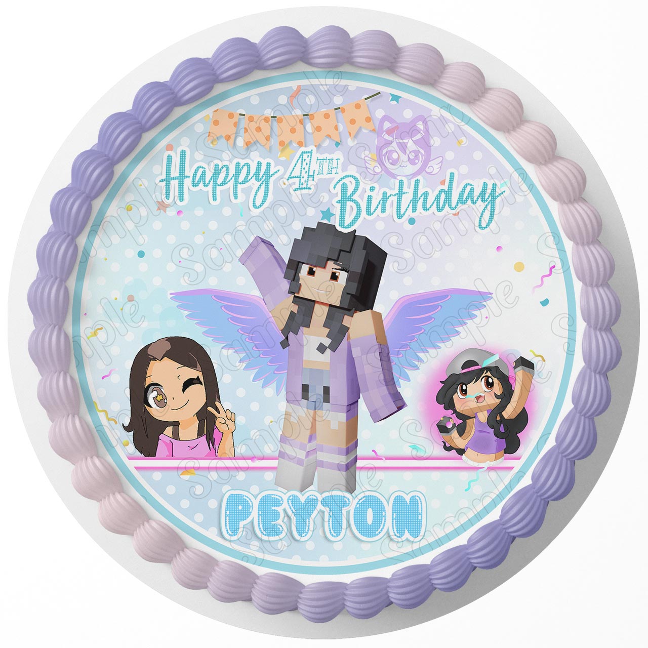 Aphmau MineCraft Kids Blocks Game Kids Girls Round – Icing Sheet - Personalized Edible Cake Topper | Custom Icing Sheet | Birthday Cake Decoration