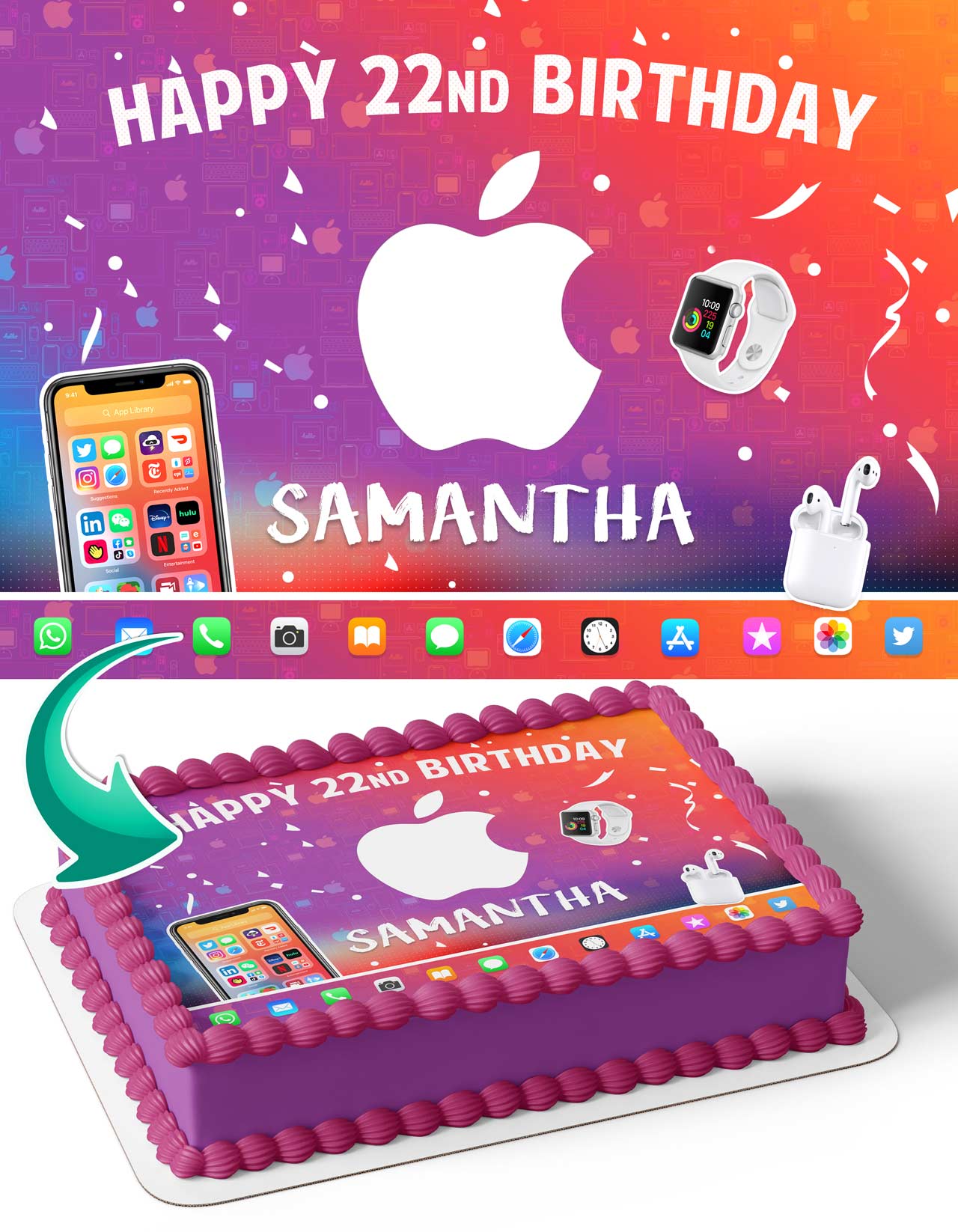 Apple iPhone iWatch Edible Cake Topper