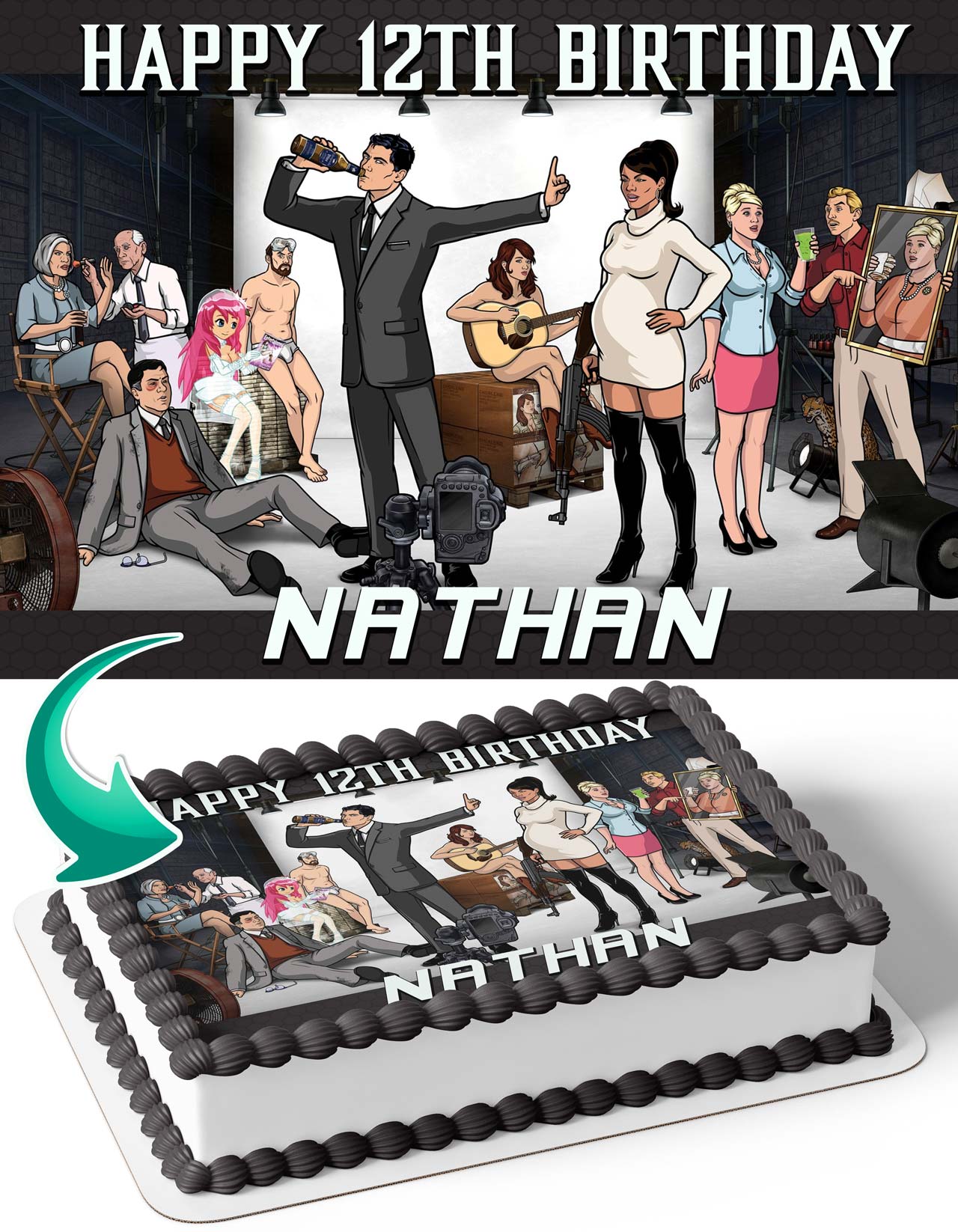 Archer TV Show Edible Cake Topper