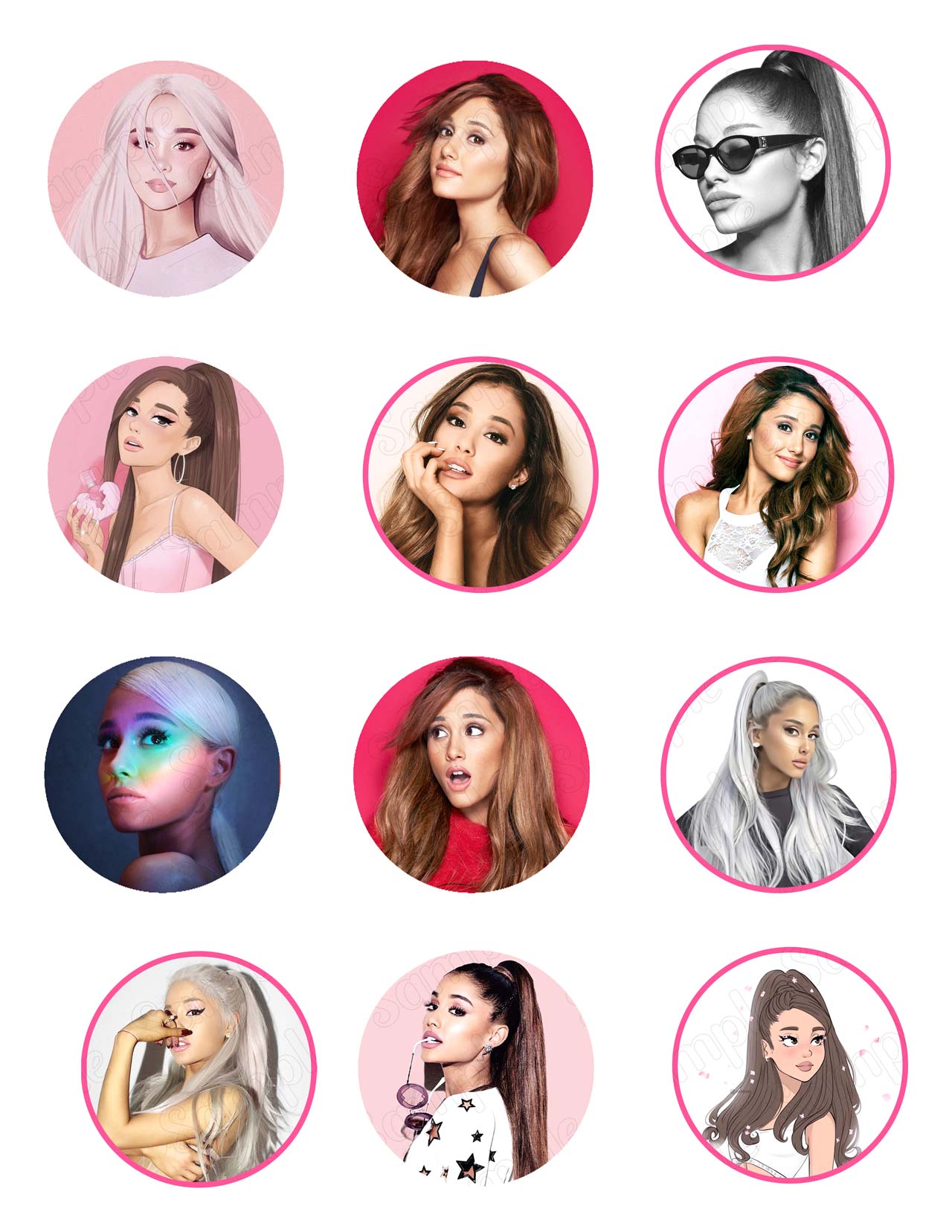 Ariana Grande Edible Cupcake Toppers – Round Icing Sheet Birthday - Edible Cake Topper | Icing Sheet | Birthday Cake Decoration
