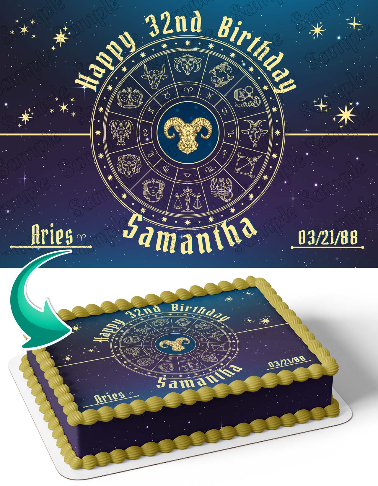 Aries Horoscope Astrology Zodiac Edible Cake Topper