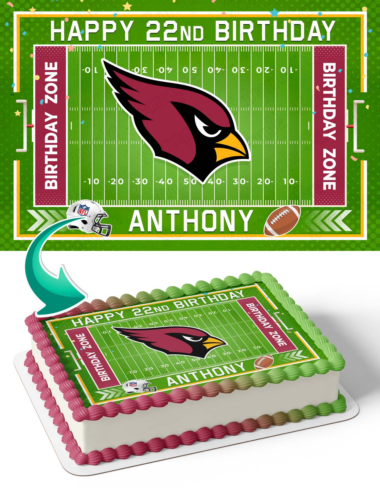 Arizona Cardinals Edible Cake Topper