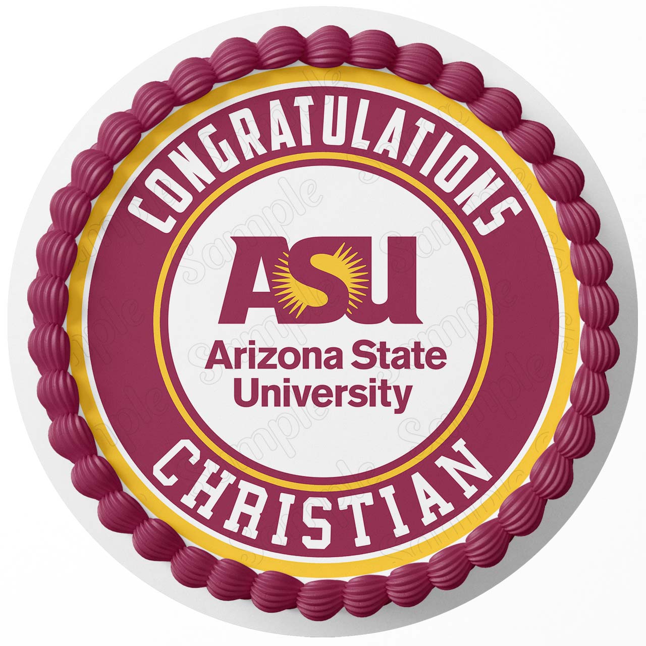 Arizona State University Round – Icing Sheet Birthday - Personalized Edible Cake Topper | Custom Icing Sheet | Birthday Cake Decoration