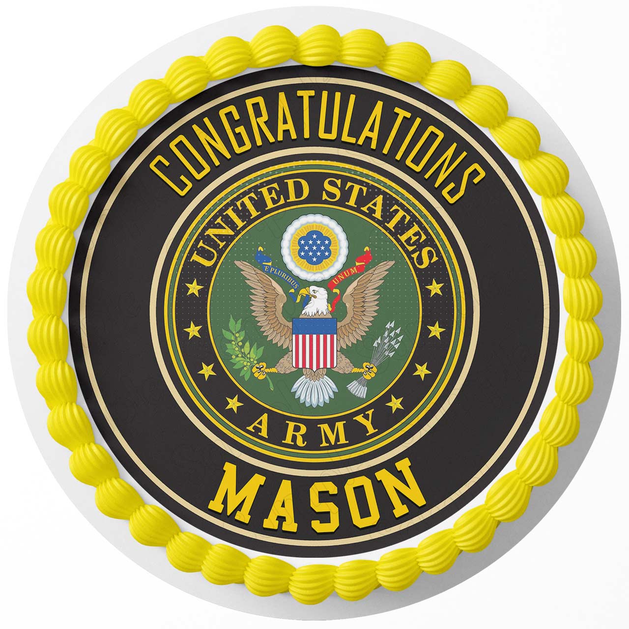 Army Seal Logo U S Army Emblem Military Round – Icing Sheet Birth - Personalized Edible Cake Topper | Custom Icing Sheet | Birthday Cake Decoration