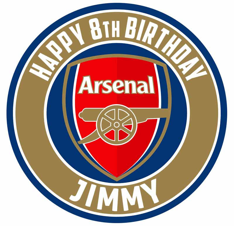 Arsenal FC Round – Icing Sheet Birthday - Personalized Edible Cake Topper | Custom Icing Sheet | Birthday Cake Decoration | Photo Cake Image