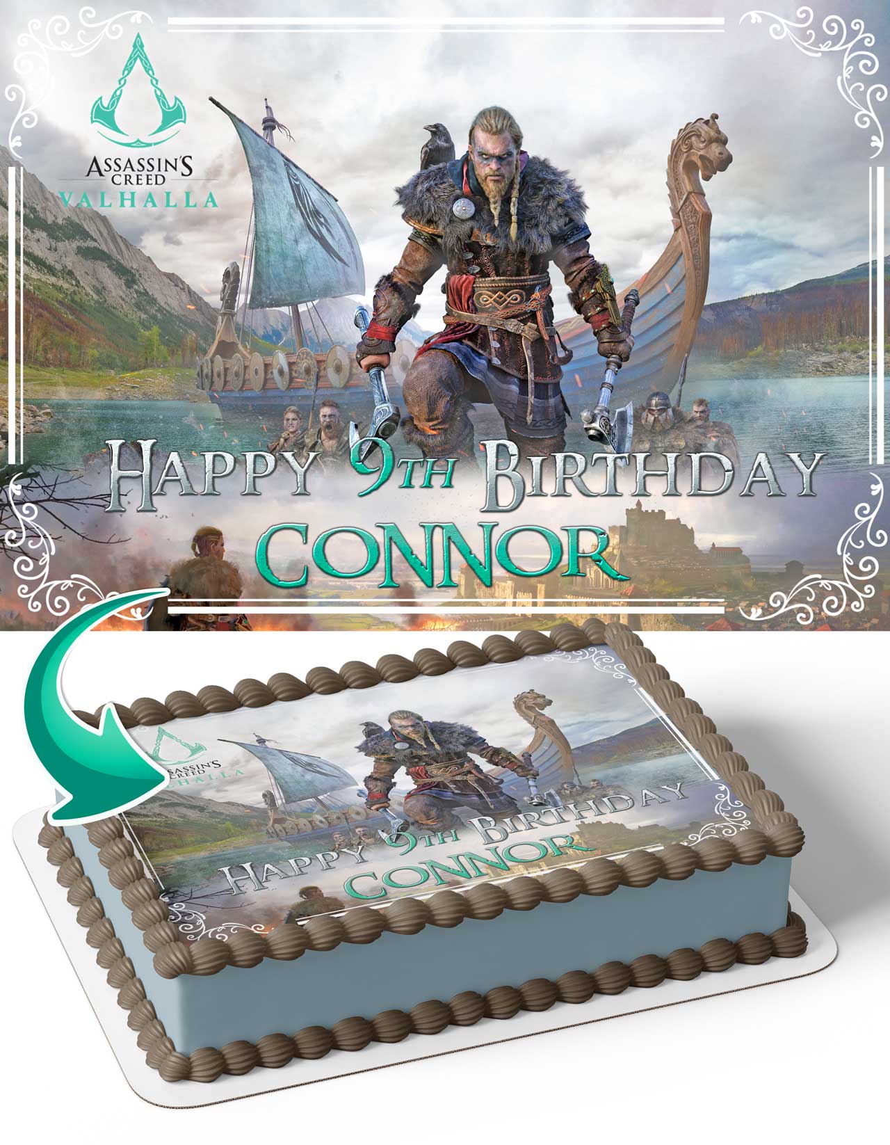 Assassins Creed Valhalla Edible Cake Topper