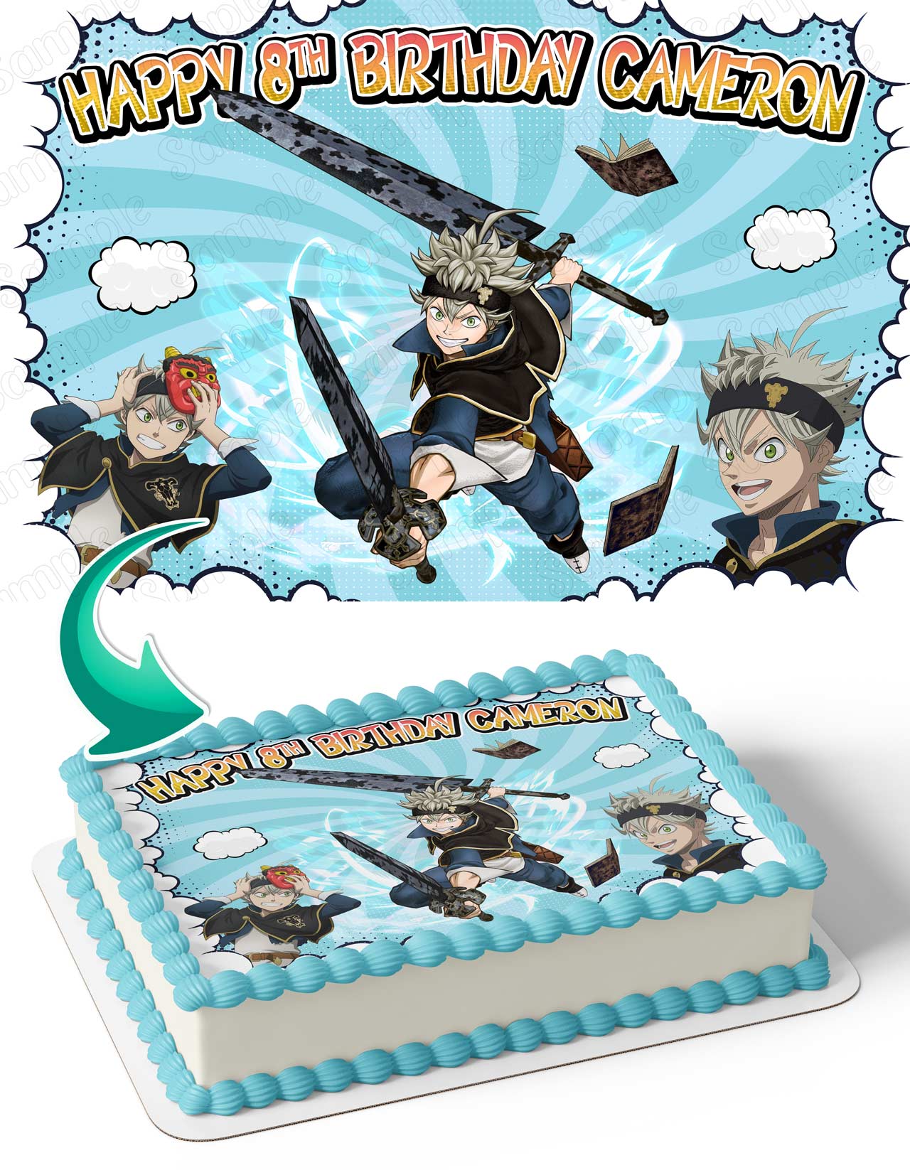 Asta Black Clover Edible Cake Topper