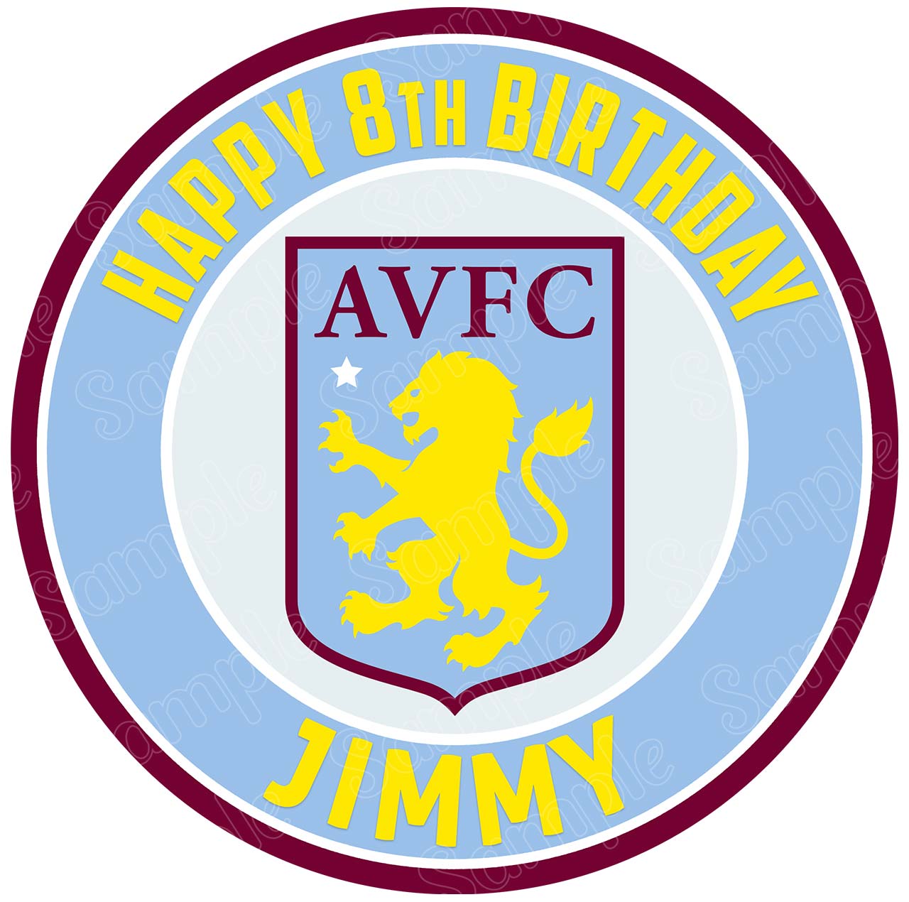 Aston Villa FC Round – Icing Sheet Birthday - Personalized Edible Cake Topper | Custom Icing Sheet | Birthday Cake Decoration | Photo Cake Image