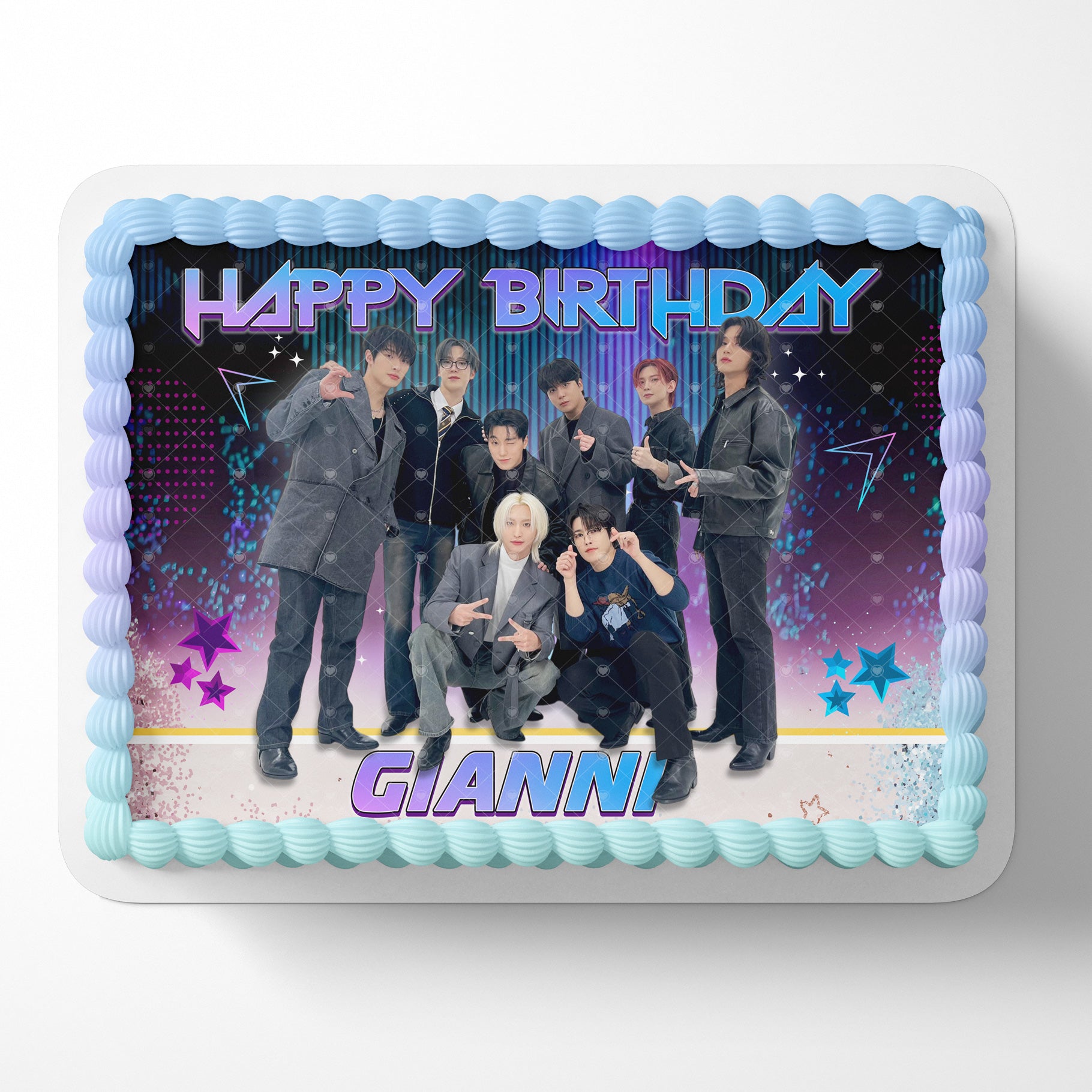 Ateez Kpop Band – Icing Sheet - Personalized Edible Cake Topper | Custom Icing Sheet | Birthday Cake Decoration | Photo Cake Image