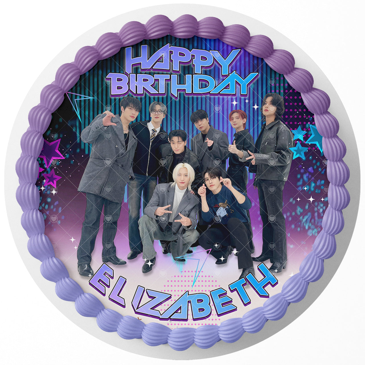 Ateez Kpop Band Round – Icing Sheet Birthday - Personalized Edible Cake Topper | Custom Icing Sheet | Birthday Cake Decoration | Photo Cake Image