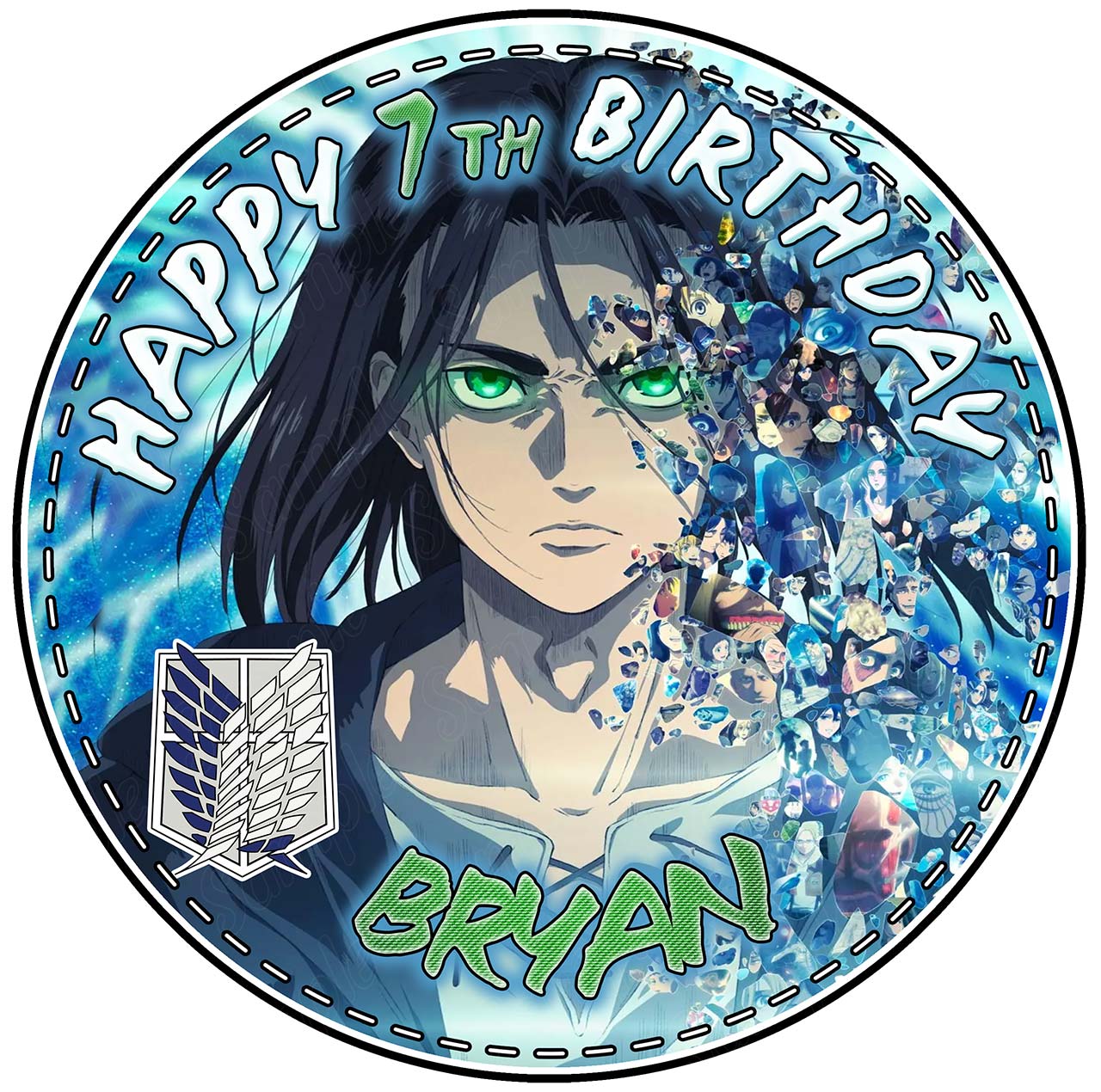 Attack Kids Fun Titans Anime Round – Icing Sheet Birthday - Personalized Edible Cake Topper | Custom Icing Sheet | Birthday Cake Decoration
