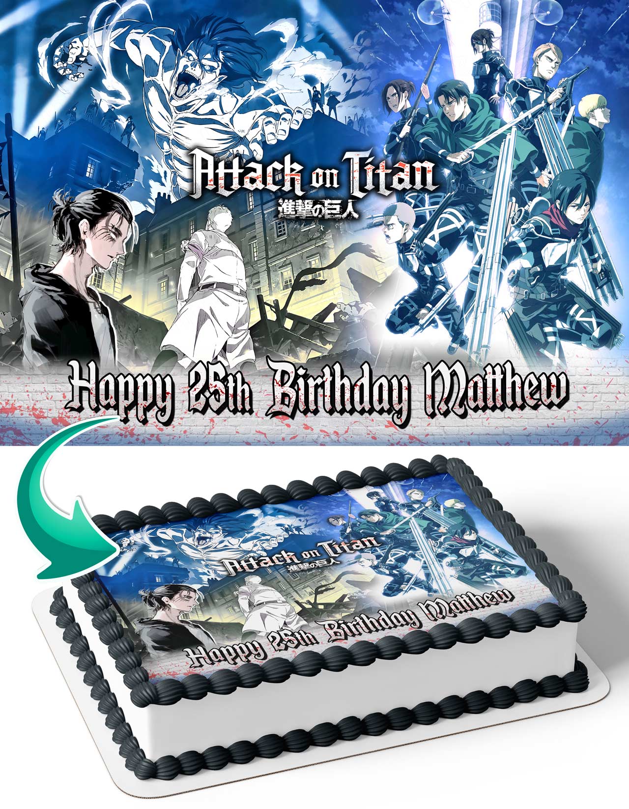 Attack on Tittan Season 4 Edible Cake Topper