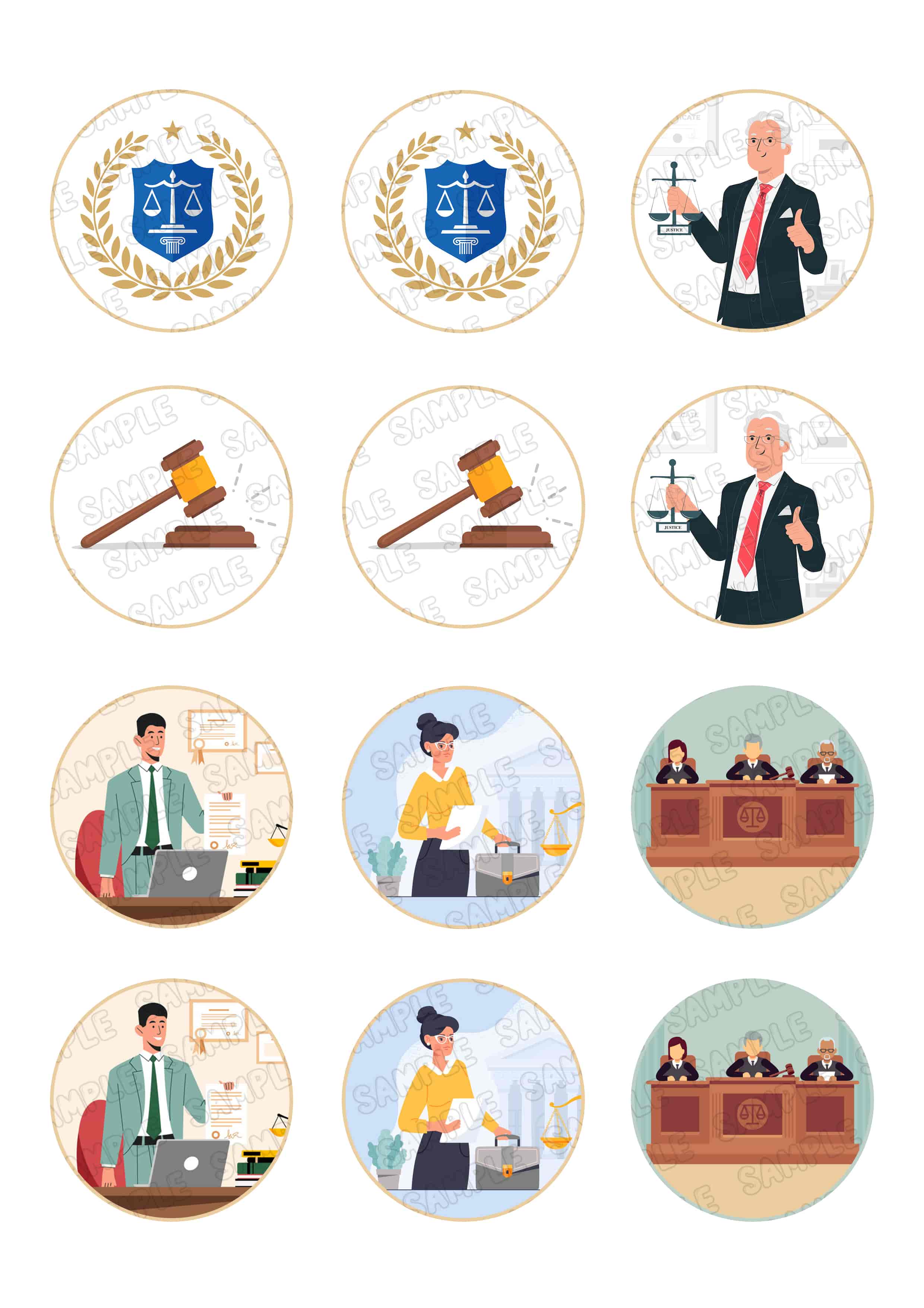 Attorney Edible Cupcake Toppers – Round Icing Sheet Birthday Part - Edible Cake Topper | Icing Sheet | Birthday Cake Decoration