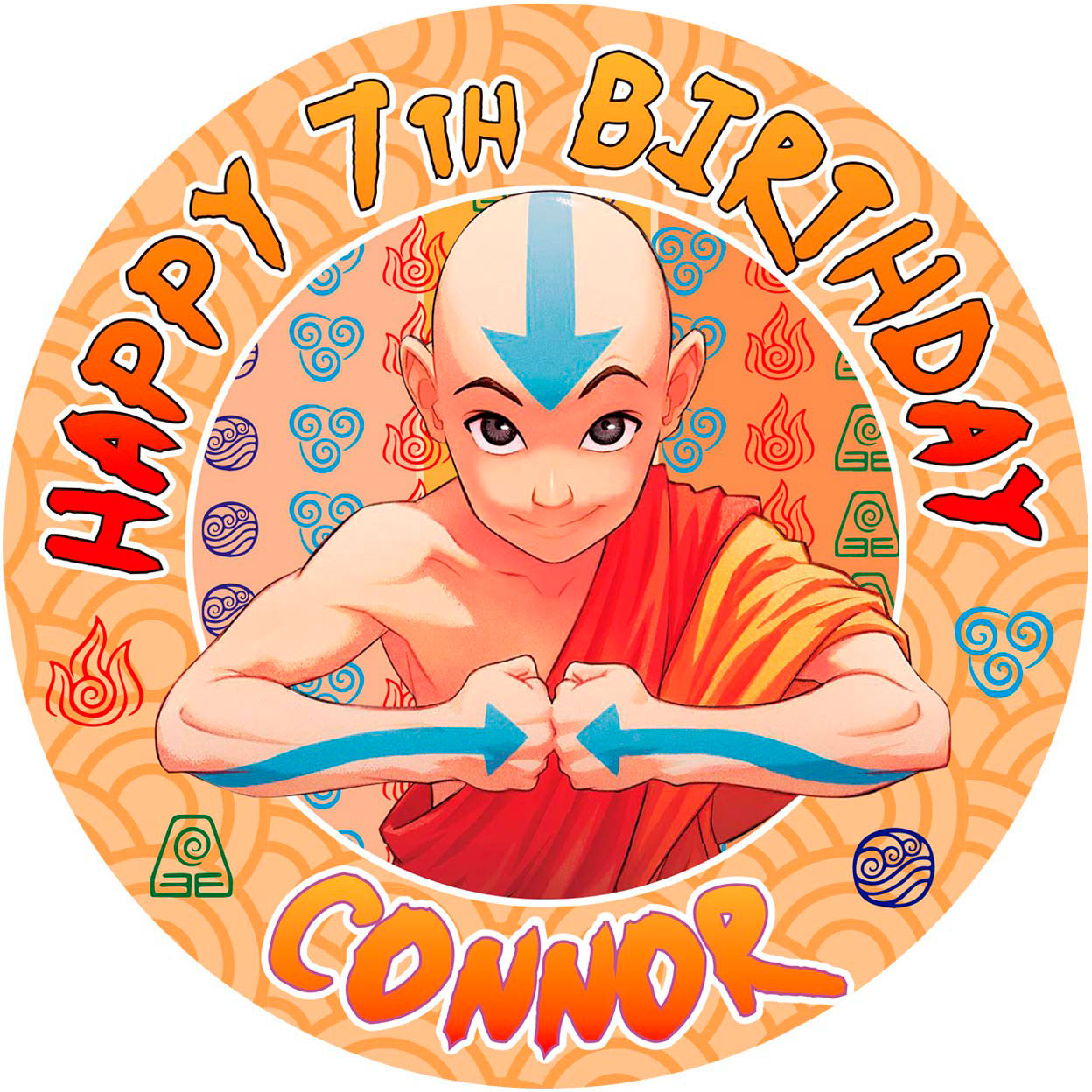 Avatar The Last Airbender Round – Icing Sheet Birthday - Personalized Edible Cake Topper | Custom Icing Sheet | Birthday Cake Decoration