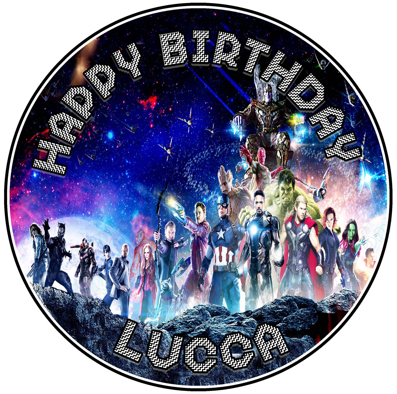 Super Heros Aveng Round – Icing Sheet Birthday - Personalized Edible Cake Topper | Custom Icing Sheet | Birthday Cake Decoration | Photo Cake Image