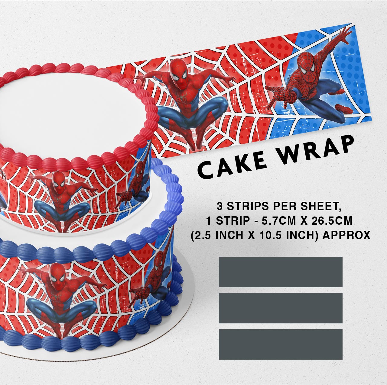 Spider Man Super Strips Edible Icing Printed Cake Wrap Strips Topper Ribbon Border image 0