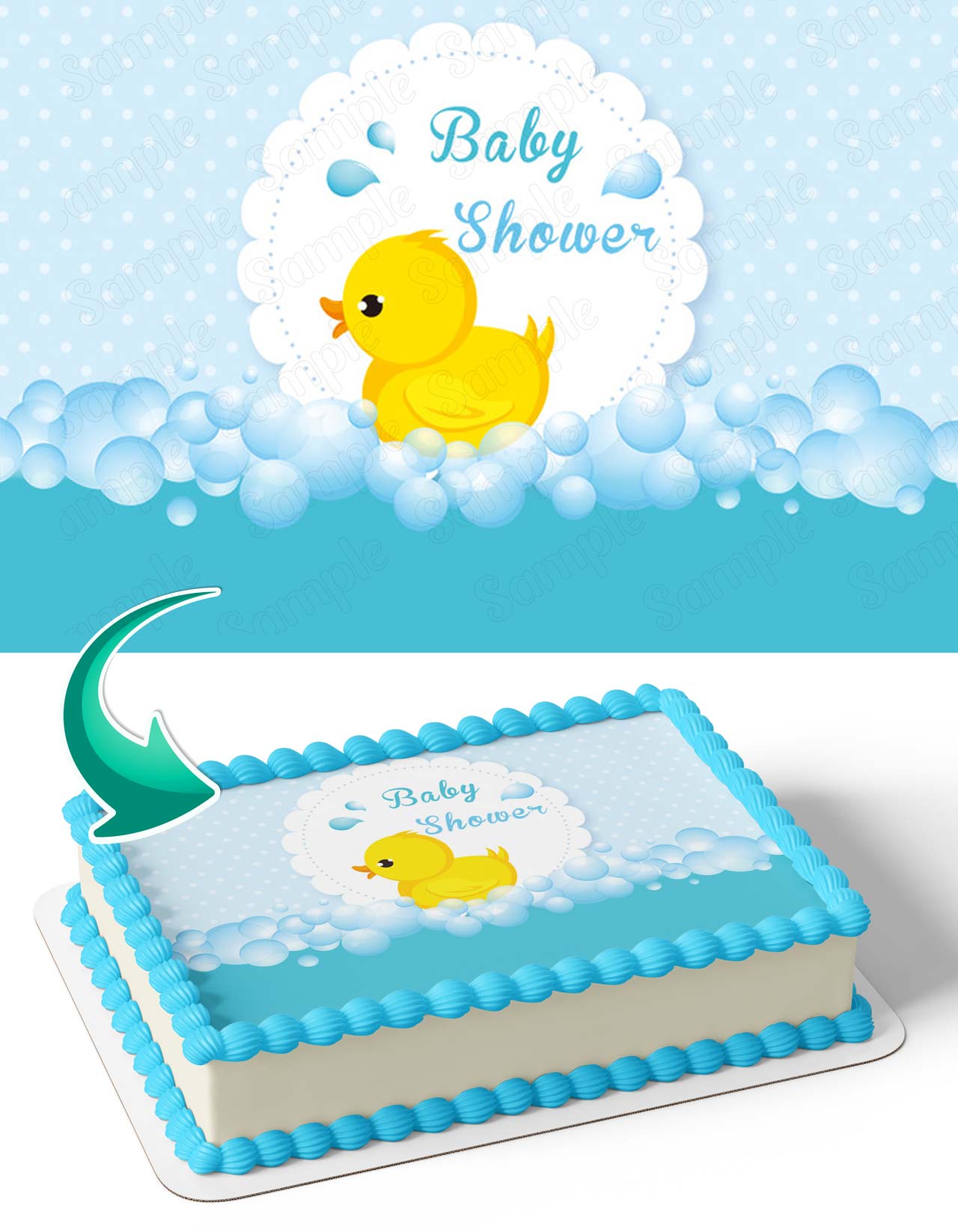 Baby Blue Newborn Baby Shower Little Yellow Duck Bubble BYD Edible Cake Topper