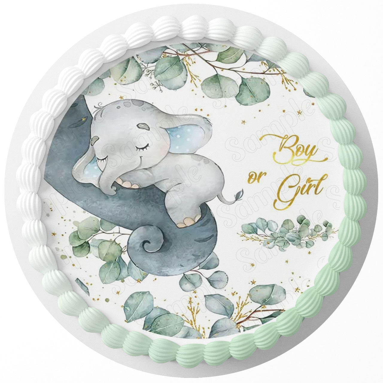 Baby Elephant Boy Or Girl EVC Round – Icing Sheet Birthday - Personalized Edible Cake Topper | Custom Icing Sheet | Birthday Cake Decoration