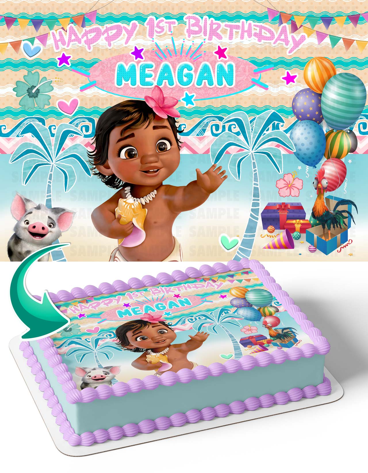Baby Maona Cute Lovely Girl Edible Cake Topper
