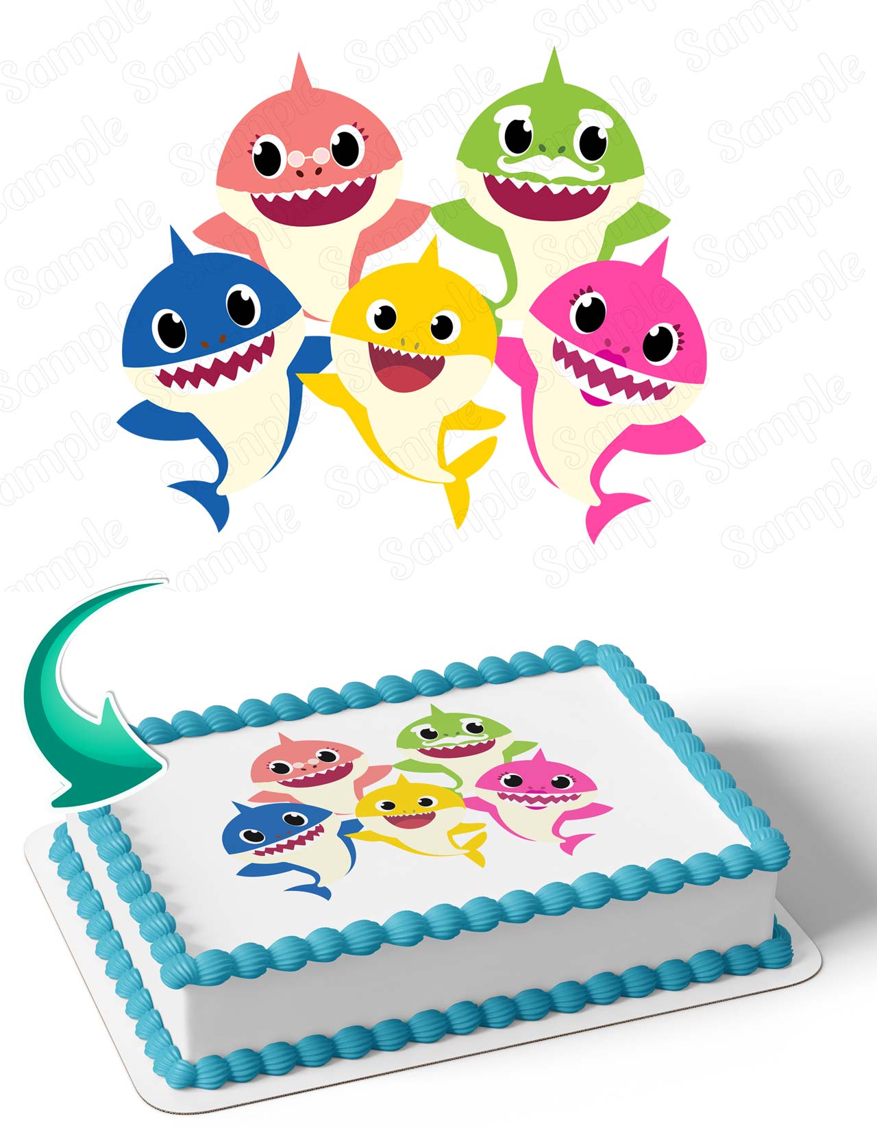 Baby Shark Family Deco Edible Cake Topper