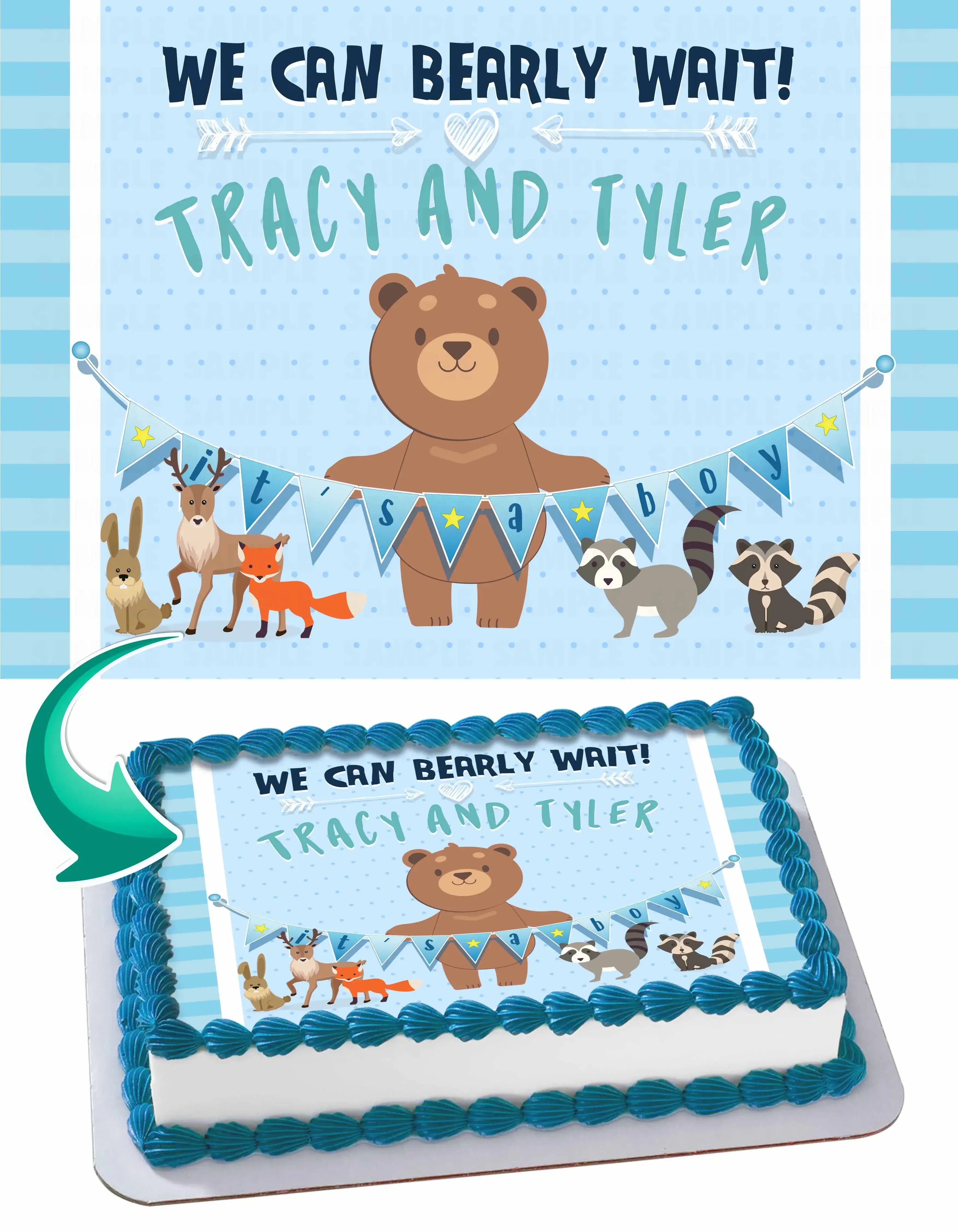 Baby Shower Gender Boy – Icing Sheet - Personalized Edible Cake Topper | Custom Icing Sheet | Birthday Cake Decoration | Photo Cake Image